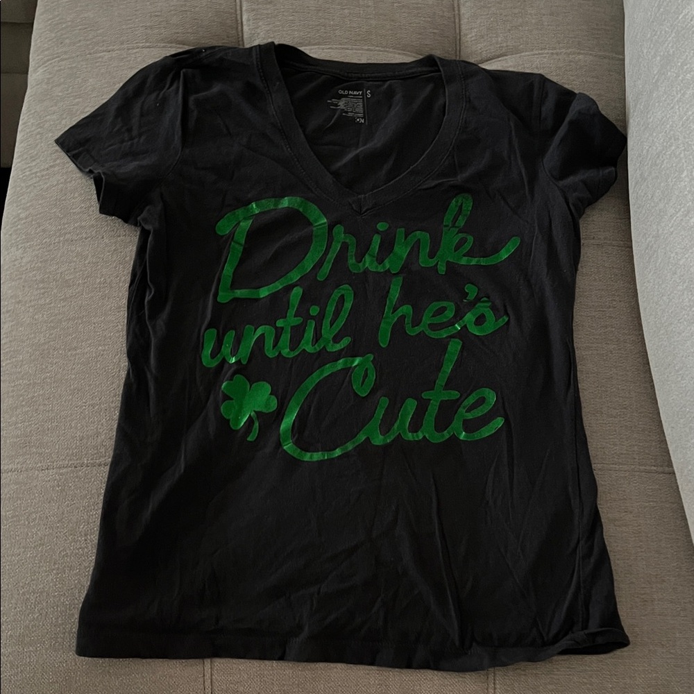 Charcoal T-Shirt with Green Graphic Text